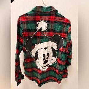 Cakeworthy Santa Mickey plaid button down